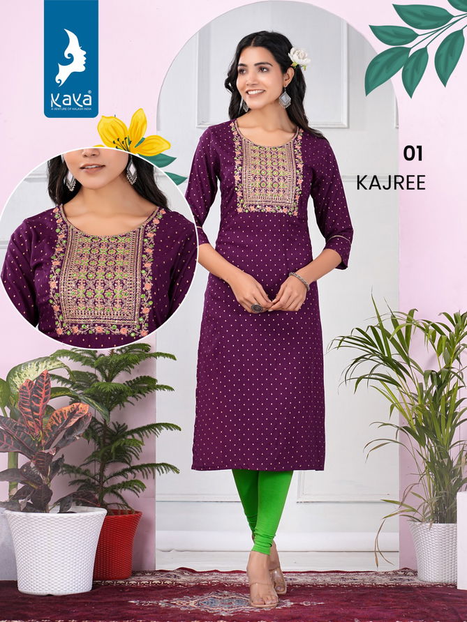 Kajree By Kaya Rayon Slub Printed Kurtis Wholesale Price In Surat